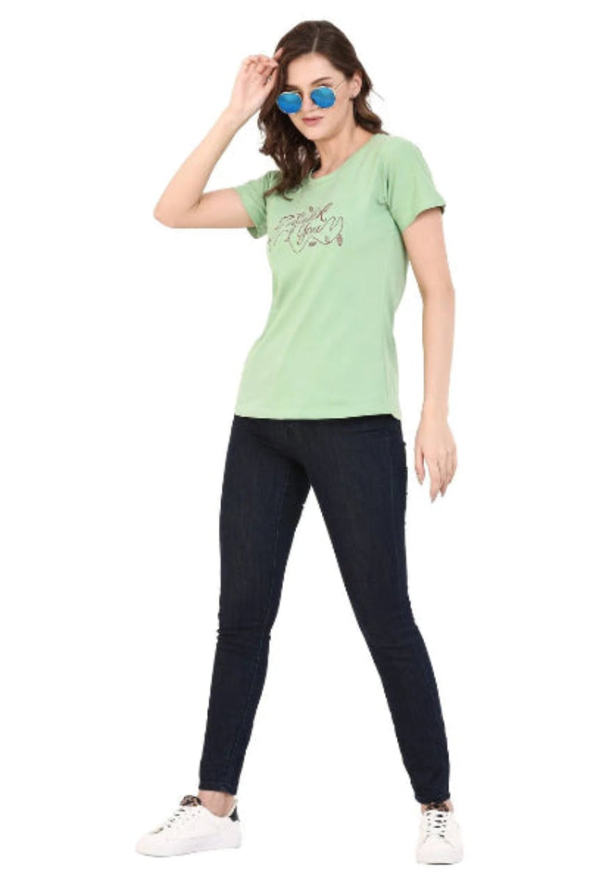 graphic t-shirt for women green color